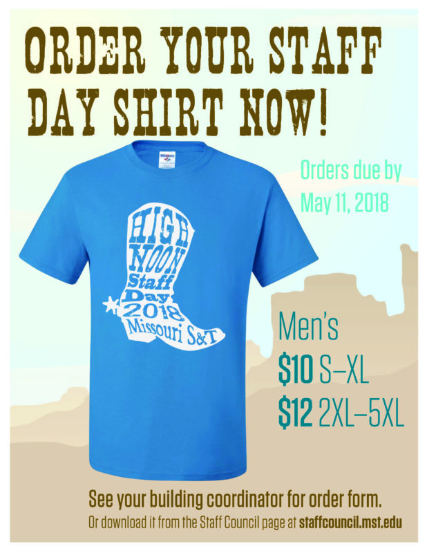 Missouri S&T – eConnection – Staff Day T-shirt orders due tomorrow