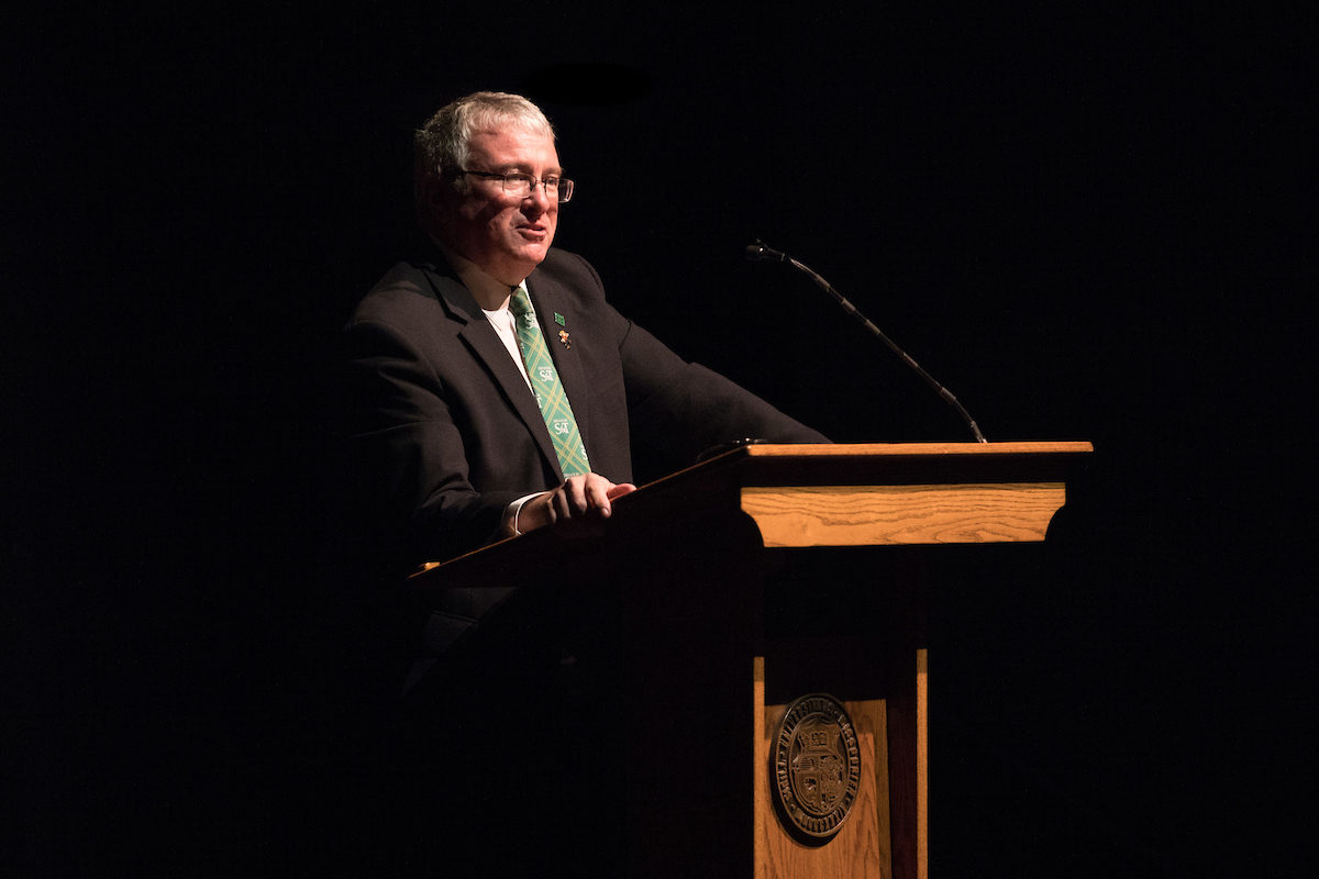 Interim Chancellor Chris Maples gives the 2017 State of the University address