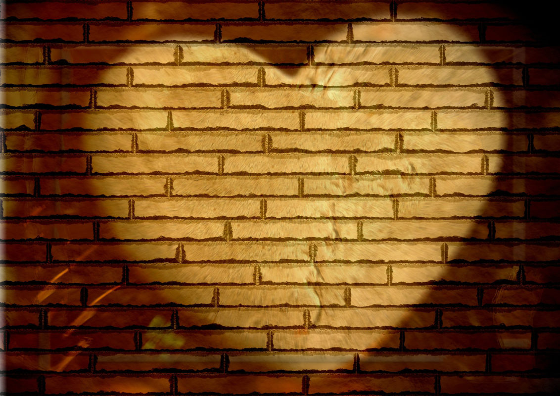 heart-shaped spotlight on wall