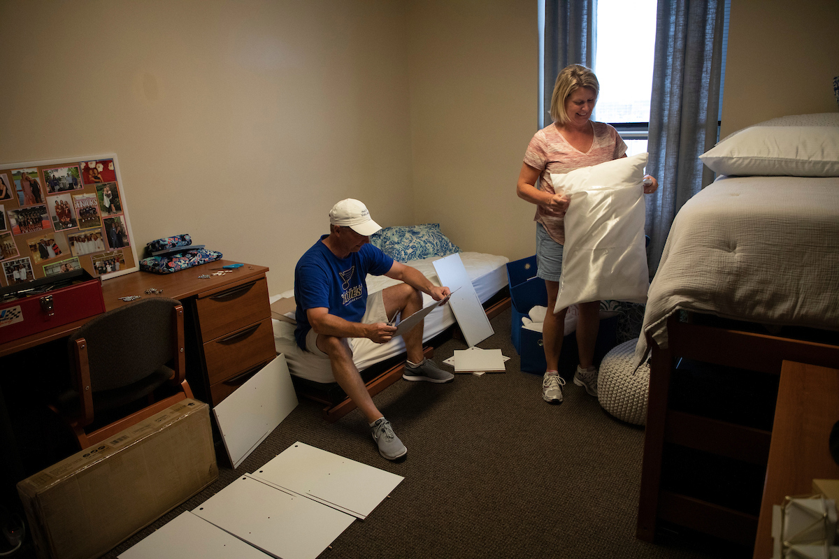 Parents in dorm room
