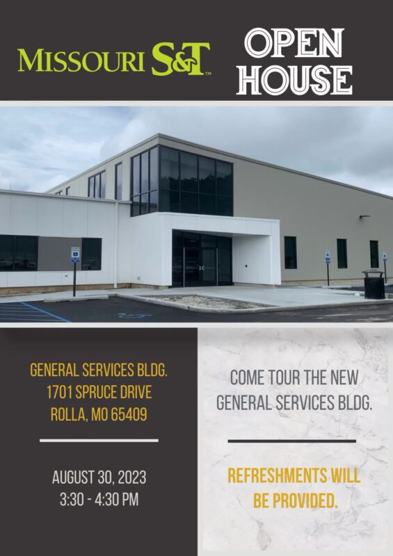 Open house flyer for General Services Building.