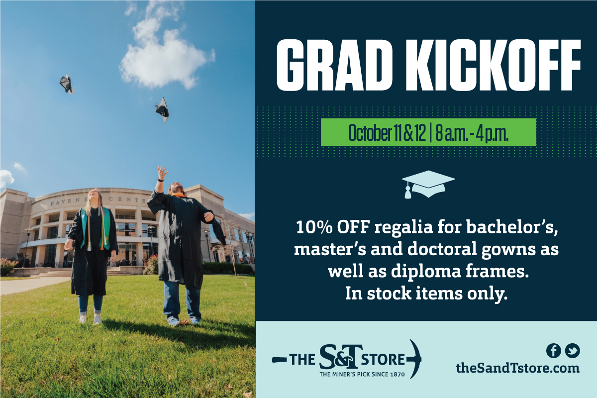 Grad Kickoff graphic flyer, with text for event. Photo Credit: Missouri S&T.