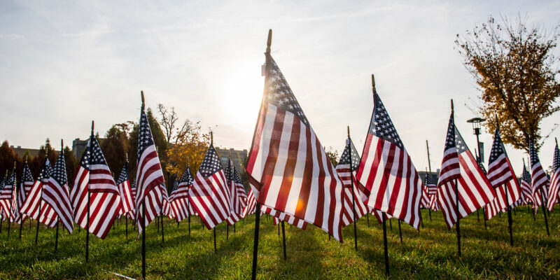 Place a flag to honor a veteran