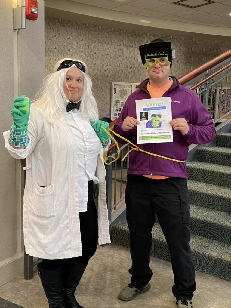 Frankenstein and a mad scientist